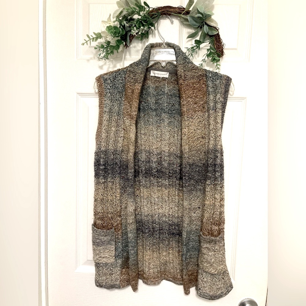 Christopher & Banks Cozy Striped Cardigan Vest M